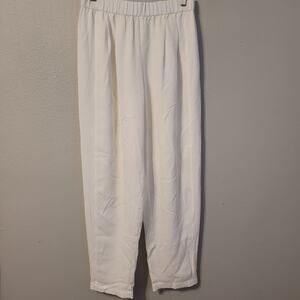 Eileen Fisher Womens 100% Silk Pull On Pants Size XXS White High Rise Ankle